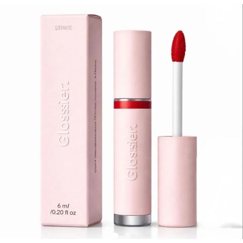 GLOSSIER - NWTIB "G Suit Soft Touch Lip Crème" in Strike (Red/Orange) Full Size